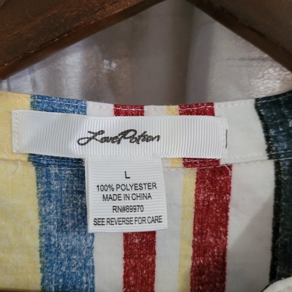 Love Potion - Multicolored Striped 3/4 Sleeved Shirt - Size L NWOT - Picture 6 of 7